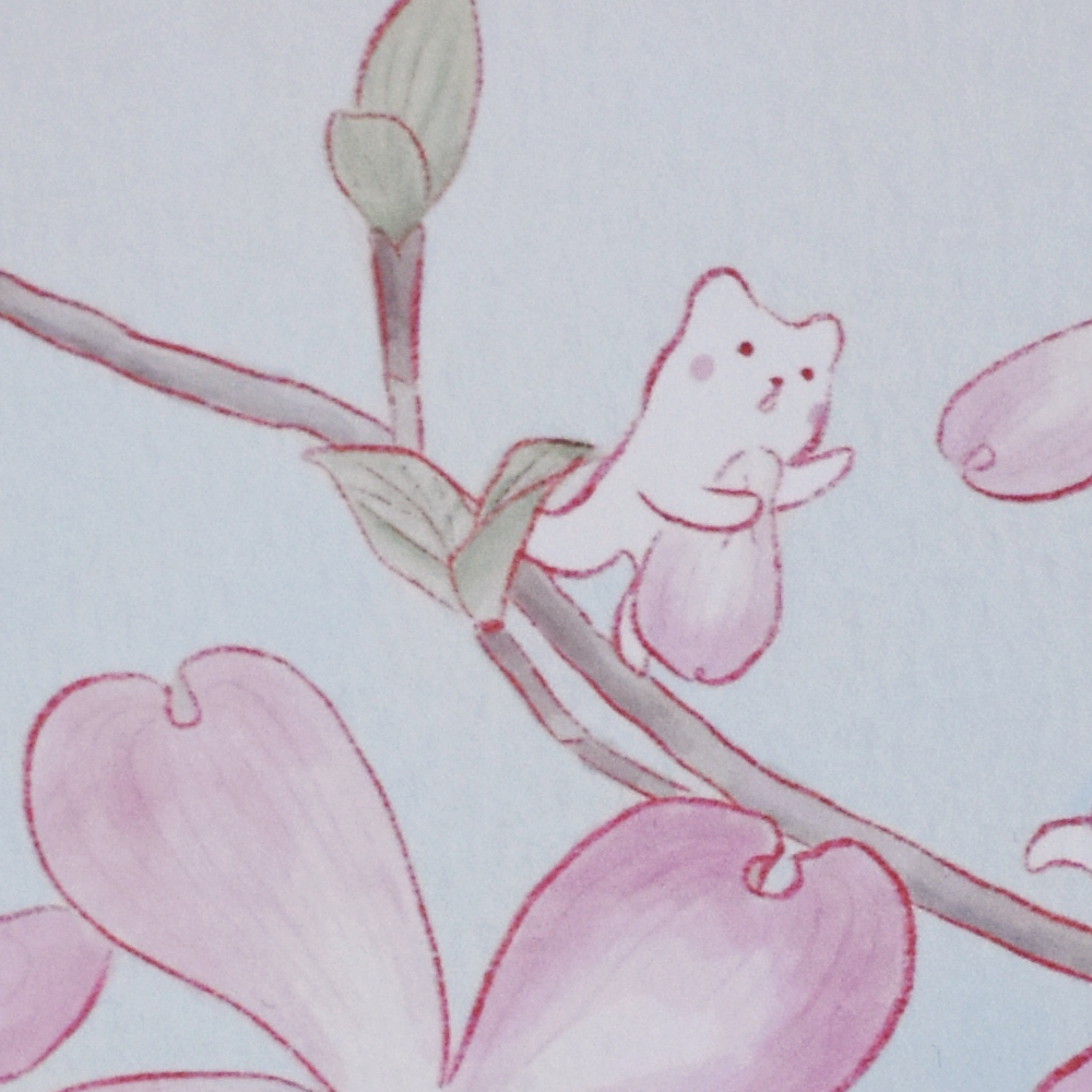 Closeup of bear holding onto a flower petal